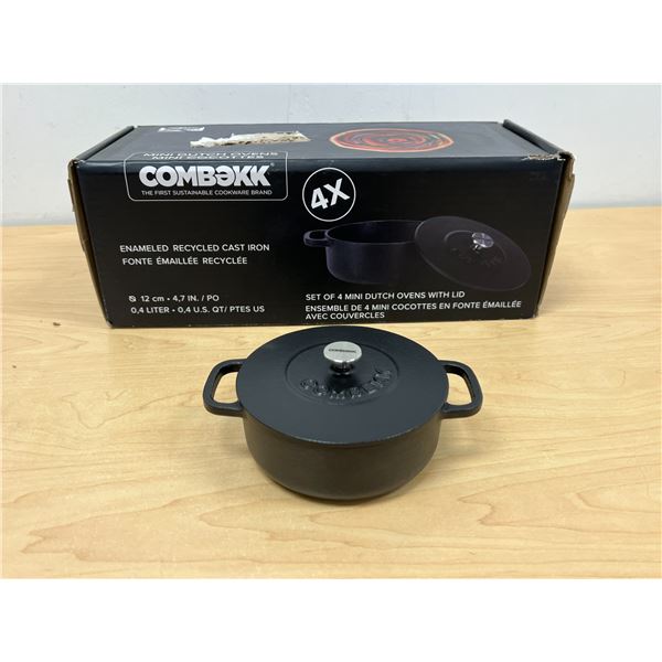 4 New Combekk Enameled Cast Iron Mini Dutch Ovens - see all photos for size/details