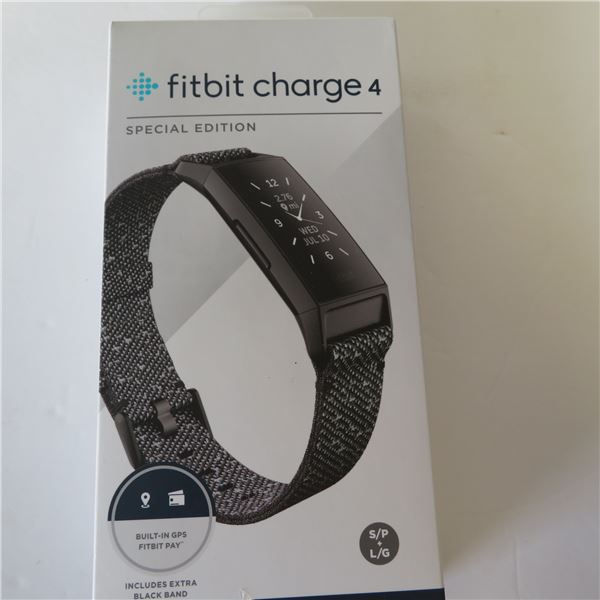 FITBIT CHARGE 4 in box.  Tested - working.  See photos for the extra bands that are included