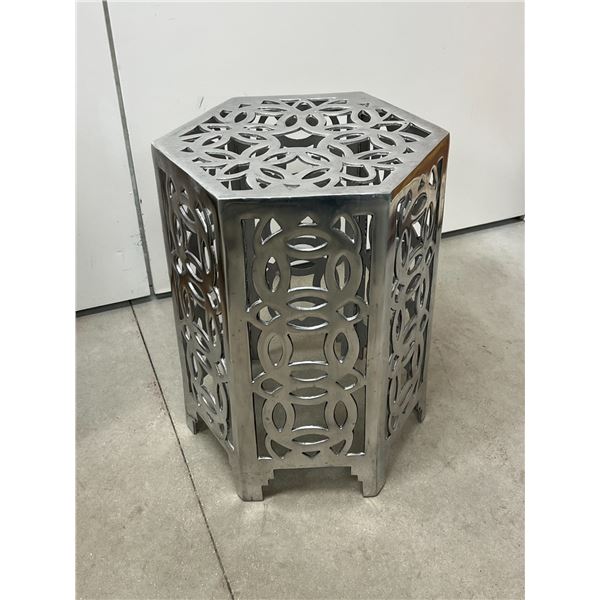 Unusual Metal Decorative Side Table - 15.5"W 20"T