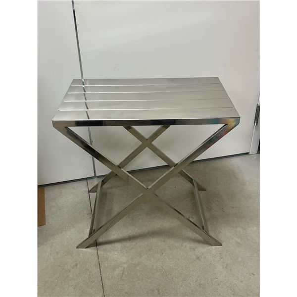 Unusual Metal Decorative Stand / Side Table - 23.75x14.75" & 23.5"T
