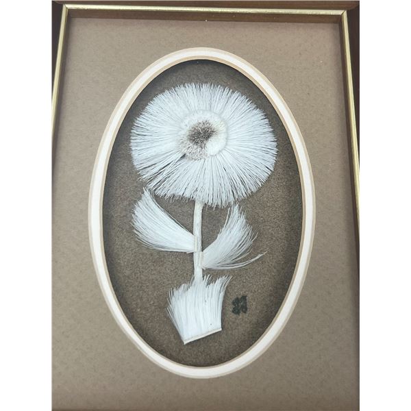 Flower Caribou Hair Tufting - Jan Jackson Frame: 7.25x9.25" see all photos