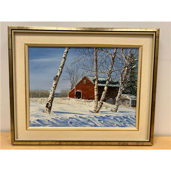 Original Winter Farm Scene - Geoff Dixon (frame approx: 16x20")