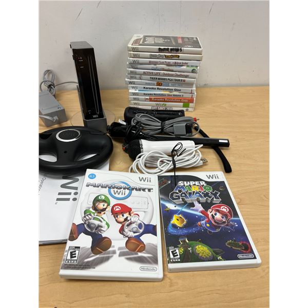 Black Nintendo Wii Console with Games & Accessories - not tested, see all photos