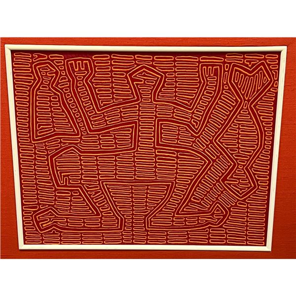 Abstract Cuna Mola Embroidered Cotton Wall Art - Approx: 27.5x23.5" see all photos