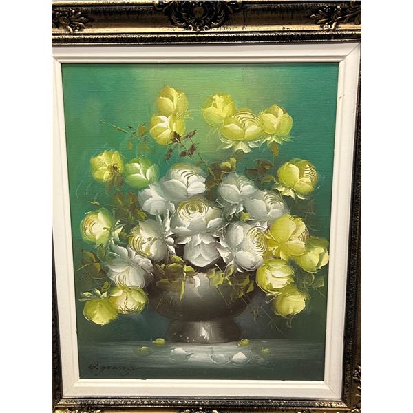 Original Floral Still Life - W. Young - Frame Approx: 22.5x26.5"
