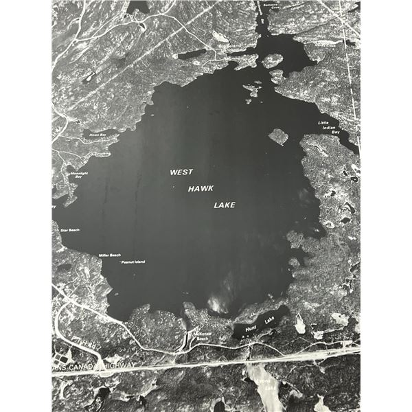 West Hawk Lake Aerial Photo Map - Frame approx: 24.25x27.75"
