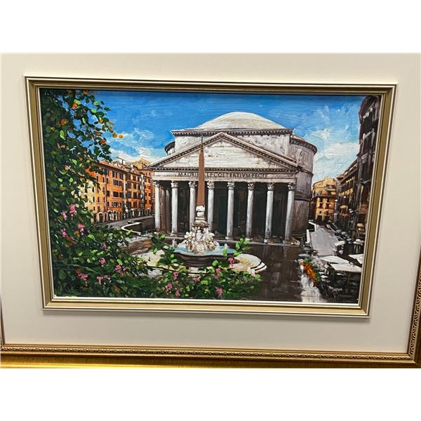 Original Pantheon (Rome) Framed Painting - Frame approx: 24.5x20" (see all photos for details)