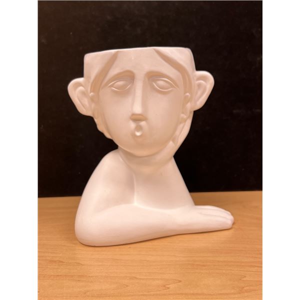 Abstract Ceramic Head Vase / Planter 8"T 7"W
