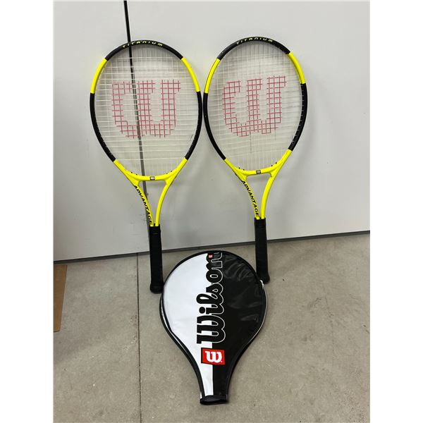 2 Wilson Titanium Advantage Tennis Racquets & One cover - some use, see photos