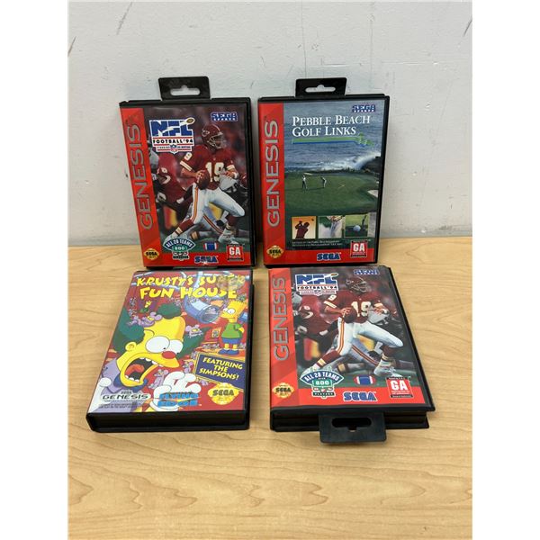 4 Sega Genesis Games Krusty's Super Fun House / NFL / Pebble Beach Golf Links