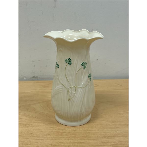 Irish Belleek Shamrock Vase 6"