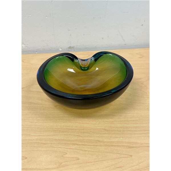 Multi Color Art Gass Ashtray - Murano vibes but not sure - Thick / Heavy 6.25"W see photos