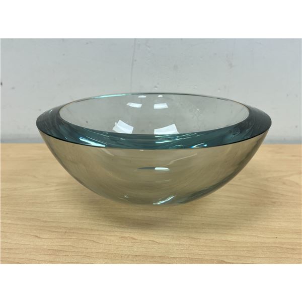 Substantial Thick / Heavy Art Glass Centerpiece / Bowl 9"W 3.5"T see photos