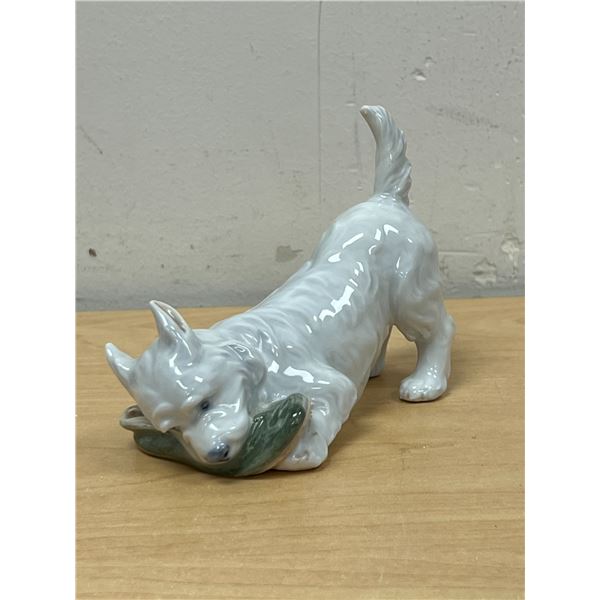 Royal Copenhagen (Denmark) Terrier Dog w/slipper 4.5"W