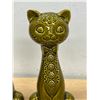Image 2 : Mid Century Green Glaze Large Cat Salt & Pepper Shakers (no stoppers) 9.5" see photos