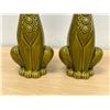 Image 4 : Mid Century Green Glaze Large Cat Salt & Pepper Shakers (no stoppers) 9.5" see photos
