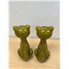 Image 7 : Mid Century Green Glaze Large Cat Salt & Pepper Shakers (no stoppers) 9.5" see photos