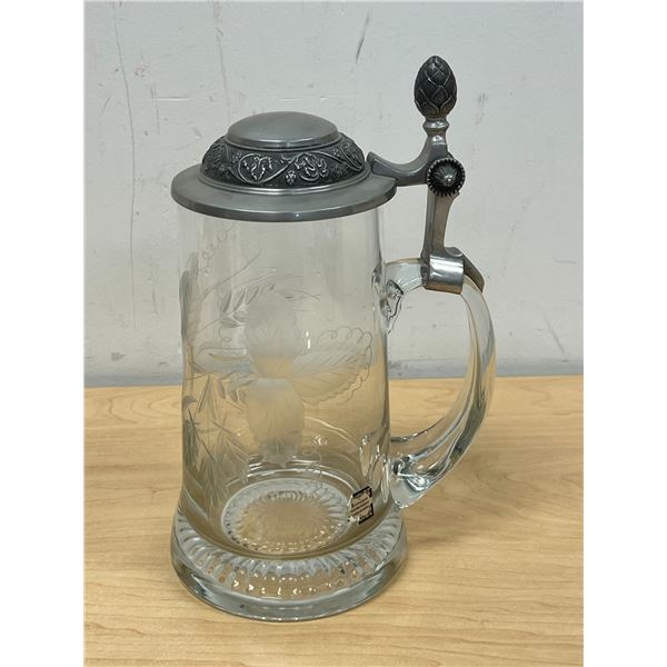 Large Rastal German Etched Crystal Stein 10.5" Heavy Thick - see all photos
