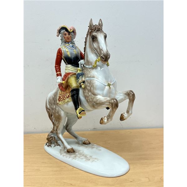 Large Rosenthal H. Meisel West German Baroque Rider Porcelain Sculpture 18"T 14"W