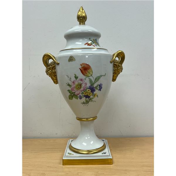 Large Lindner Rams Head Porcelain Amphora Vase - Approx: 22"T 13"W (see all photos)