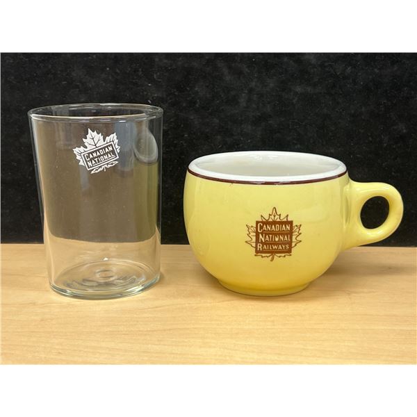 Vintage Canadian National Railway CNR Glass & Mug