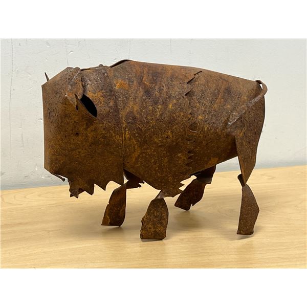 Unusual Rustic Metal Bison Décor Piece - Approx: 9"W 7"T
