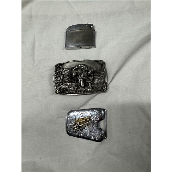 Belt, buckles and lighter