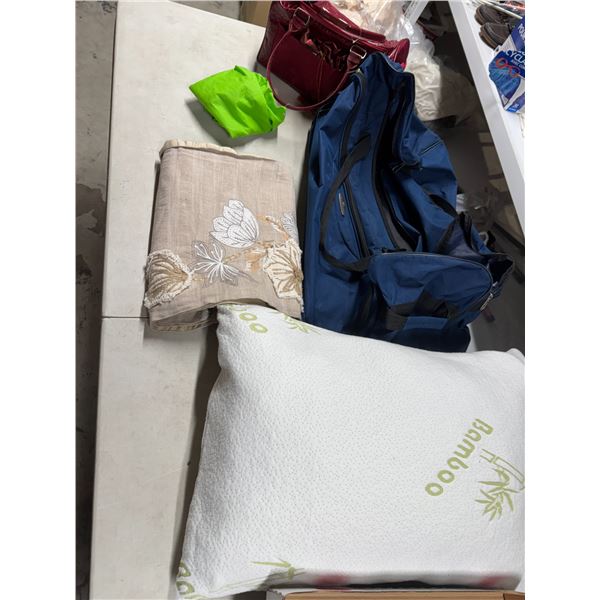 Bamboo pillow table runner, and Cambridge duffel bag