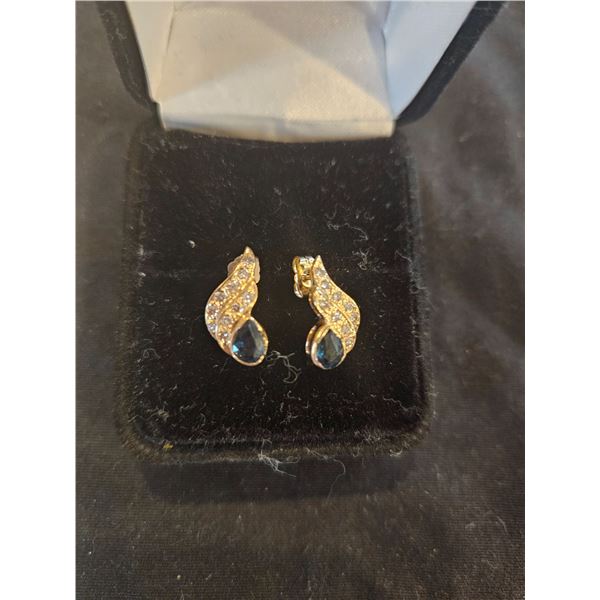 14k Sapphire and Diamond drop earrings. Estimate total weight 1.06ct