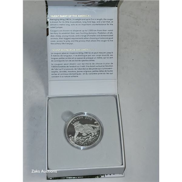 RCM 2016 Cougar $100 Silver Dollar