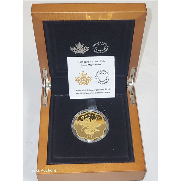 RCM 2018 Iconic Maple Leafs $20 Silver Dollar