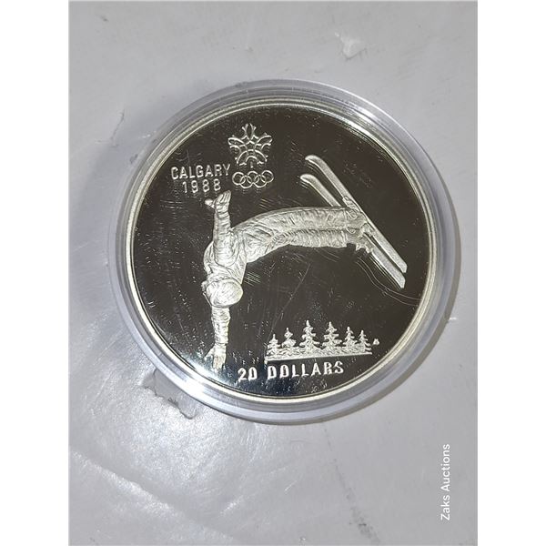 RCM 1988 Olympic $20 Silver Dollar Proof Trick Ski Jump