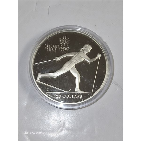 RCM 1988 Olympic $20 Silver Dollar Proof Cross Country Skiing