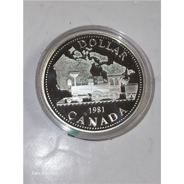 RCM Proof 1981 Silver Dollar Train