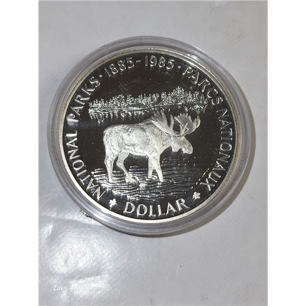RCM Proof 1985 Silver Dollar National Parks Moose