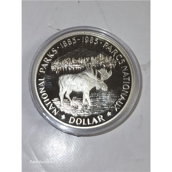 RCM Proof 1985 Silver Dollar National Parks Moose
