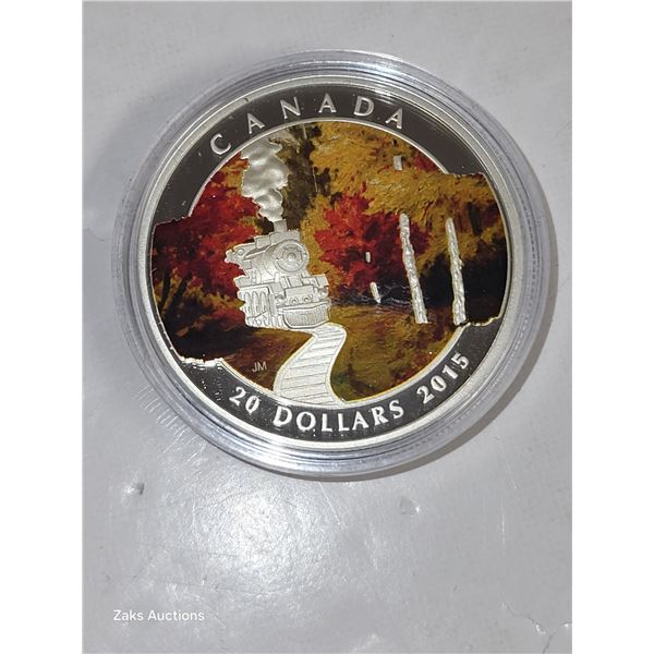 RCM Proof 2015 $20 Silver Dollar Train Scene
