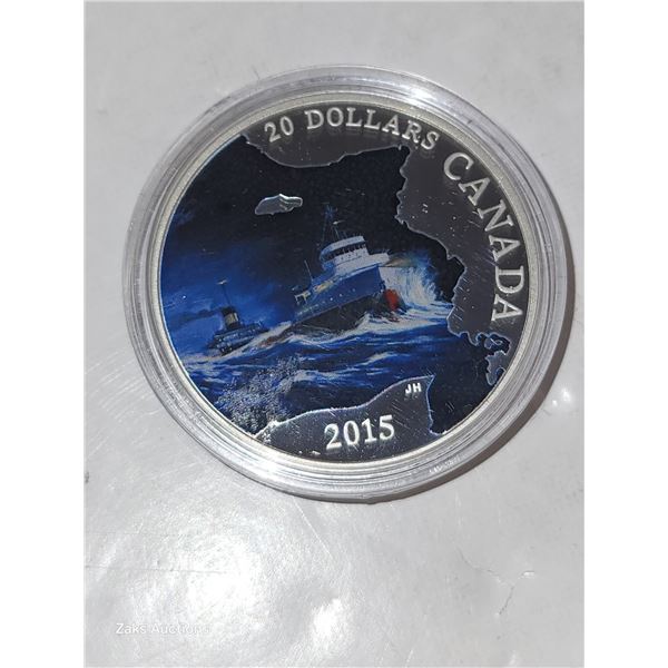 RCM Proof 2015 $20 Silver Dollar Arctic Ship