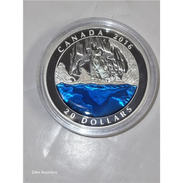 RCM Proof 2016 $20 Silver Dollar Polar Bear