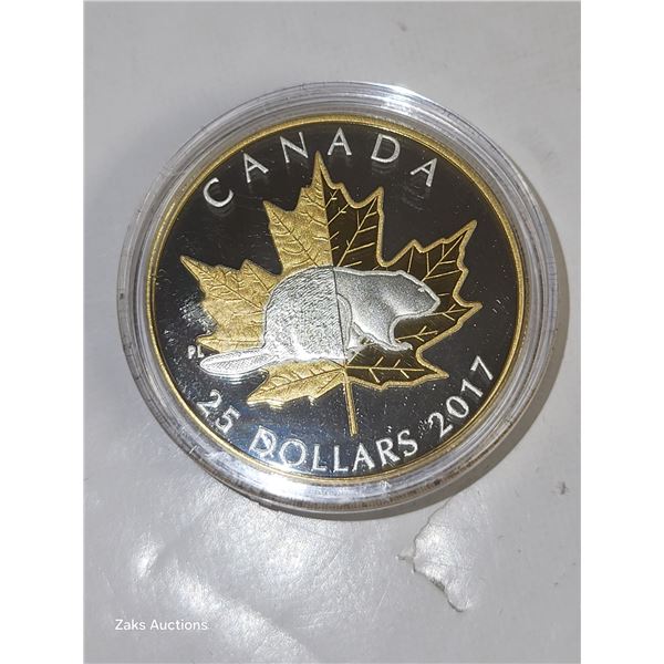 RCM Proof 2017 $25 Silver Dollar Beaver