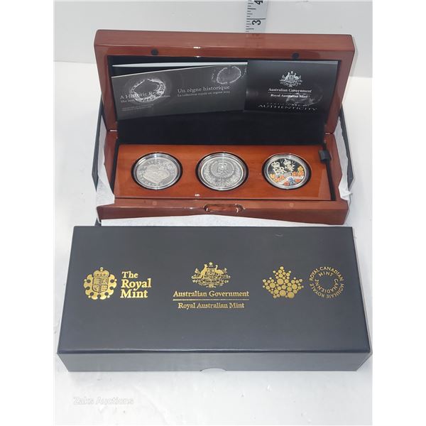 Ausie Mint Limited Coin Set #1597/2015 Made COA $'s & Pounds