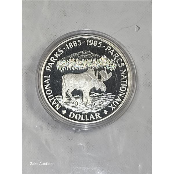 RCM 1985 Proof Silver Dollar National Parks Moose