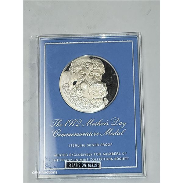 1972 Franklin Mint Mothers Day 1972 Silver Proof Dollar