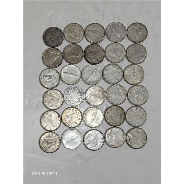 30 CAD Silver Dimes Various Years
