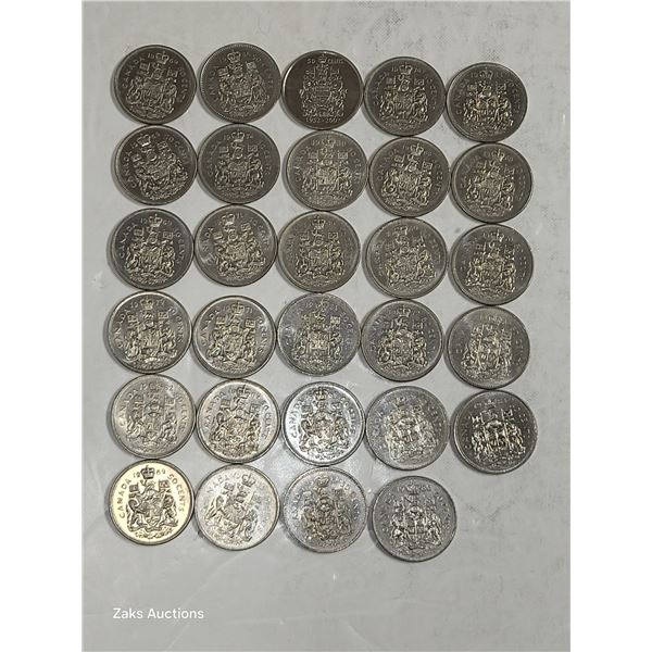 29X CAD Half Dollars Various Years Coins