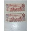 Image 2 : Two 1974 $2 Bills Variant Brown and a Red Tint Versions