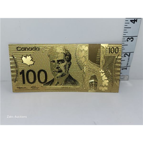 24 k gold $100 CAD Bill Not Currency