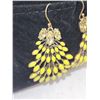 Image 4 : Vitnage Signed Stella & Dot Chandelier Yellow Fan Earrings