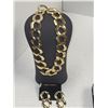 Iconic Wide Flat Goldtone Curb Link Necklace & Earring Set