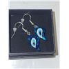 925 Twisted Blown Glass Evil Eye Pierced Earrings